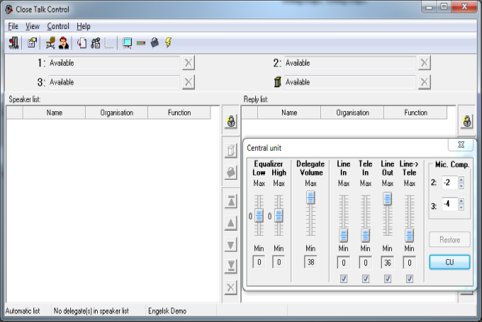 Close Talk Control Main Operator Panel