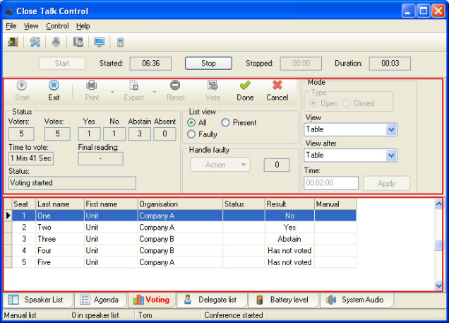 Close Talk Control 3 Voting Control